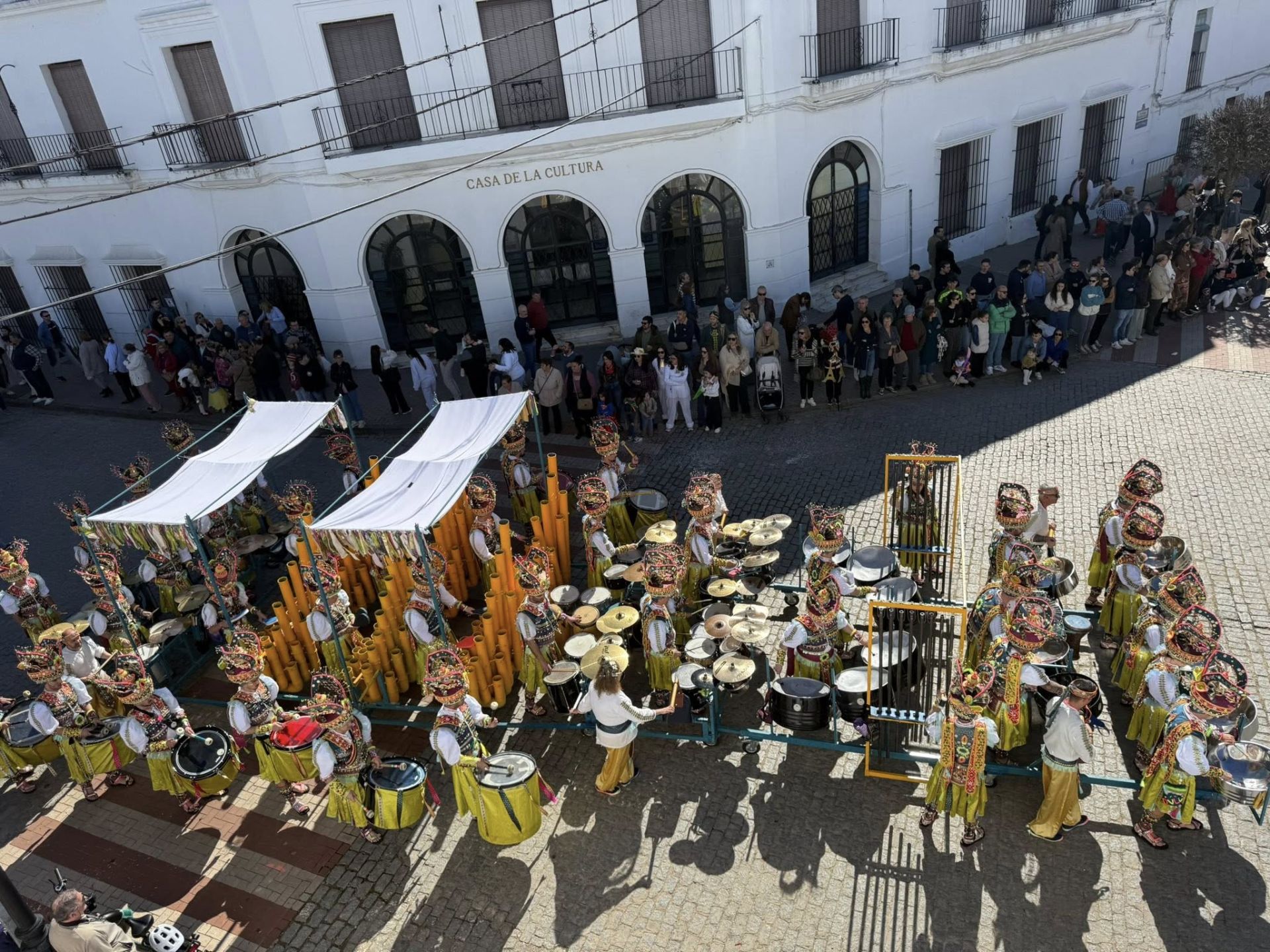 El gran desfile de comparsas llena de alegría y color las calles de Olivenza