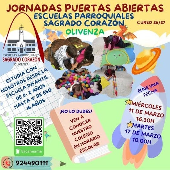 Las Escuelas Parroquiales celebran sus Jornadas de Puertas Abiertas para el curso 2026/2027