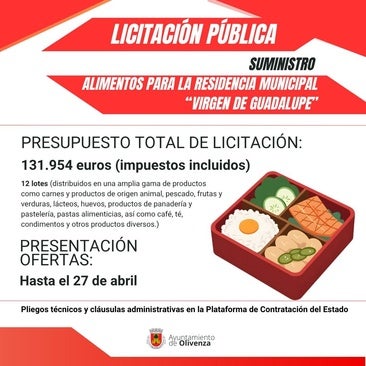 Sale a licitación el suministro de alimentos para la residencia municipal de mayores por más de 131.000 euros