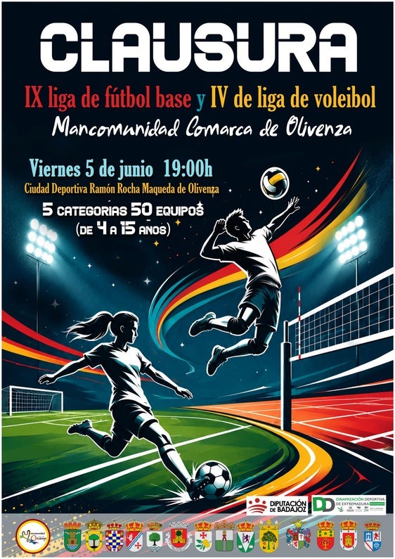 La Mancomunidad Comarca de Olivenza clausura sus ligas de fútbol base y voleibol