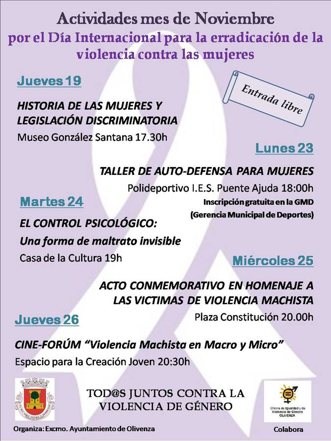 Actividades de concienciación y prevención para conmemorar el Día Internacional contra la Violencia de Género