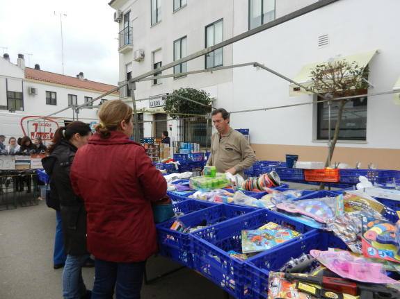 Mercadillo de Olivenza en su ubicación provisional anterior. 