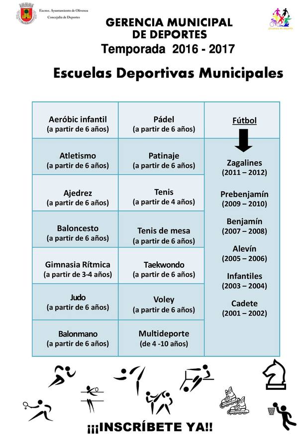 Las Escuelas Deportivas Municipales abren su plazo de inscripción incorporando tenis de mesa y balonmano