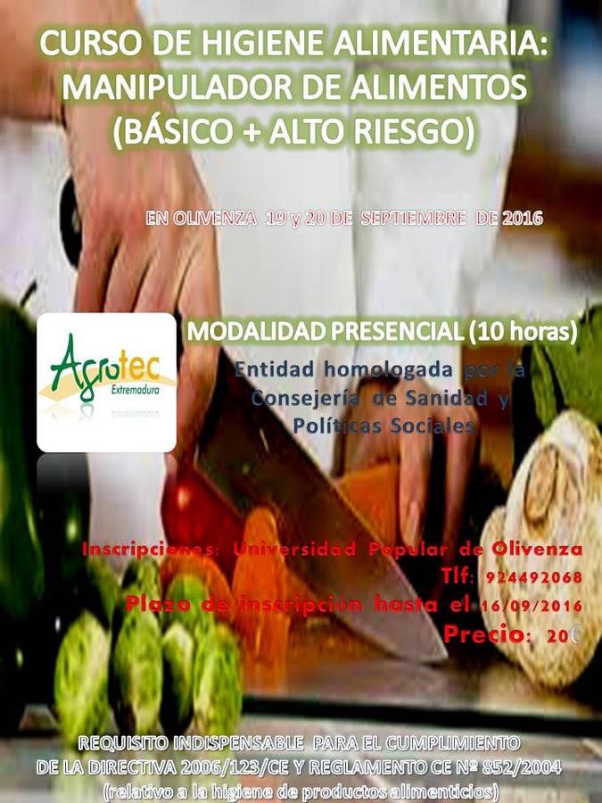 Nueva oferta formativa en ‘Higiene Alimentaria: Manipulador de Alimentos’