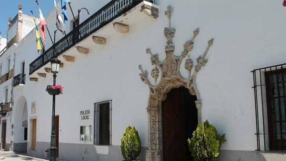 Portada del Ayuntamiento de Olivenza. 