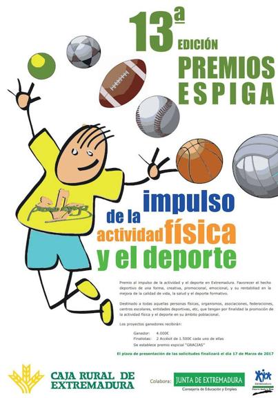 Cartel de los XIII Premios 'Espiga' de impulso a de la actividad física y el deporte. 