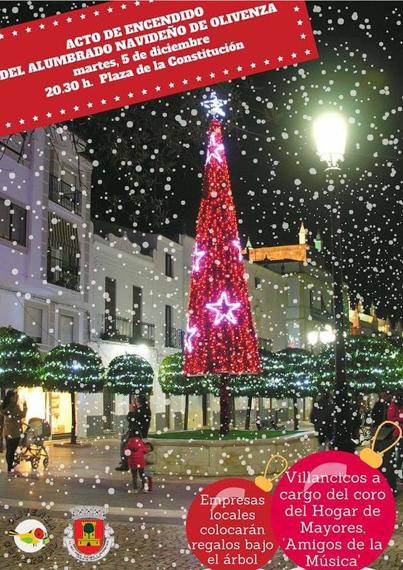 Cartel del encendido del alumbrado navideño de Olivenza. 