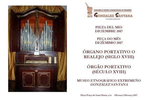 El órgano portativo o realejo, pieza del mes de diciembre de 2017. 