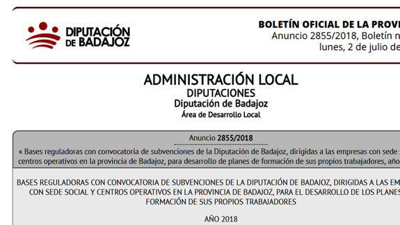 Cabecera de la publicación el B.O.P. 
