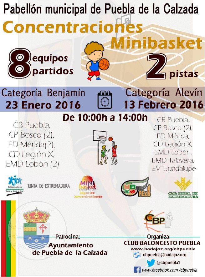 El Club de Baloncesto Puebla de la Calzada acoge dos concentraciones de minibasket regional