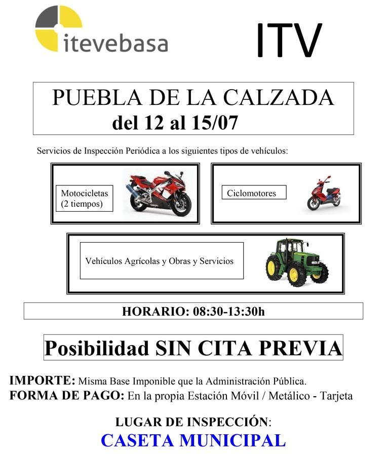Motocicletas, ciclomotores, vehículos de servicio y tractores podrán pasar la itv del 12 al 15 de julio