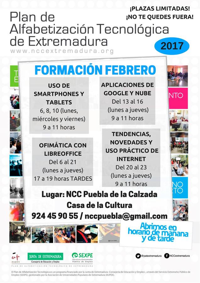El NCC ofrece cuatro cursos durante el mes de Febrero