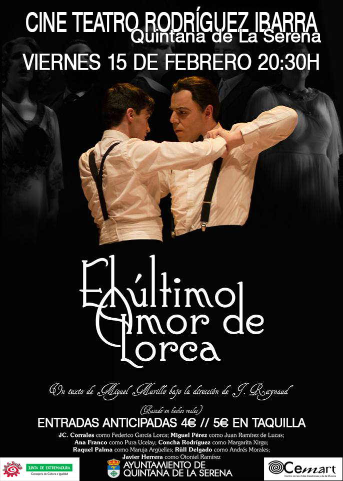 La obra de teatro 'El último amor de Lorca', esta noche en el Rodríguez Ibarra