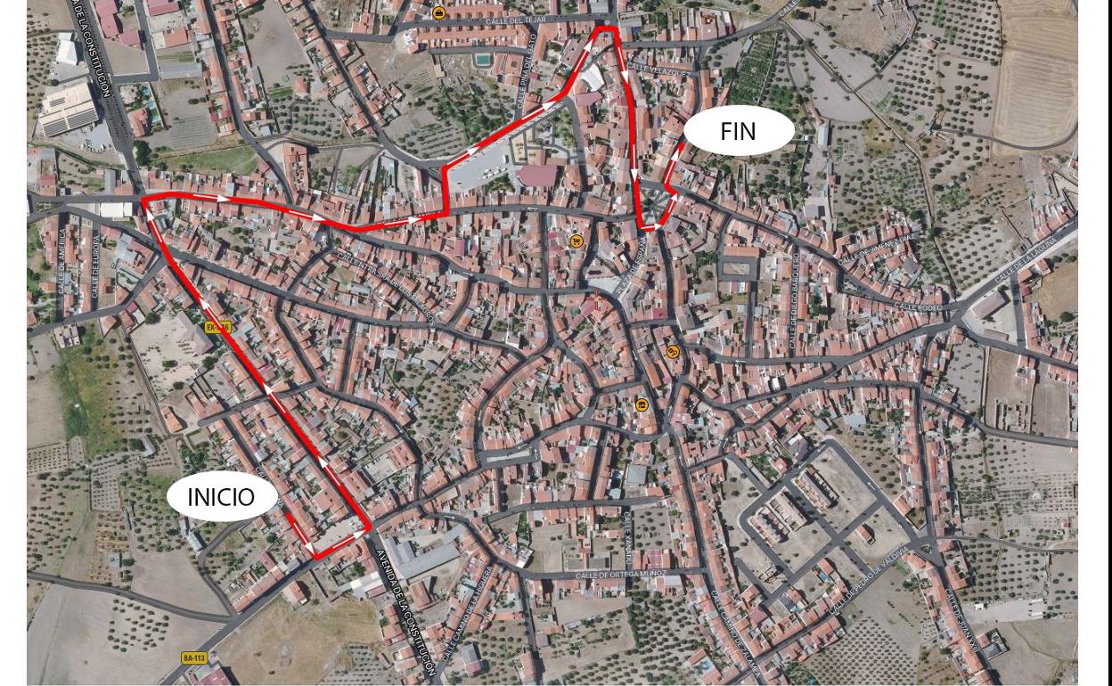El recorrido que seguirán las comparsas por la localidad 