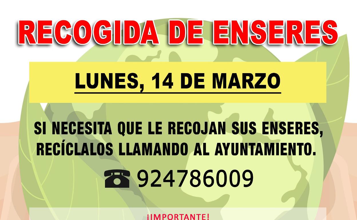 Nuevo servicio de recogida de enseres en la localidad este lunes, 14 de marzo