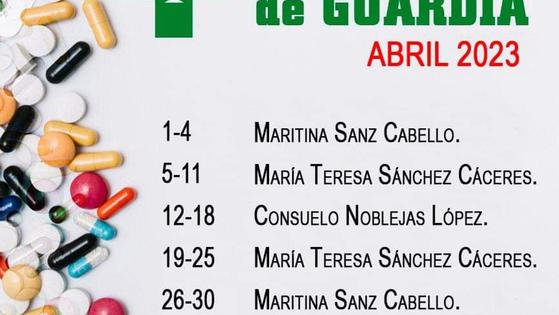 Publicado el horario de las farmacias para el mes de abril