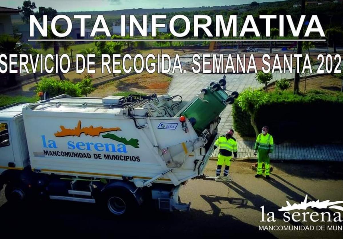 La Mancomunidad anuncia cambios en el horario del servicio de recogida de residuos por la Semana Santa