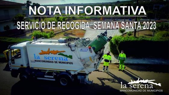 La Mancomunidad anuncia cambios en el horario del servicio de recogida de residuos por la Semana Santa