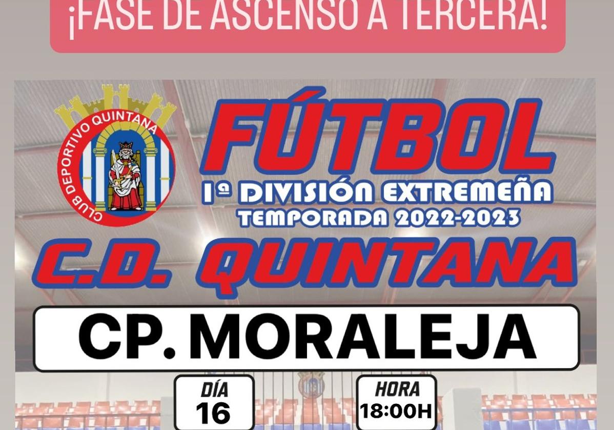 Horario confirmado para el CD Quintana - CP Moraleja