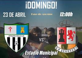 El Athletic Valle recibe a la UP Segureña en la vuelta de la promoción