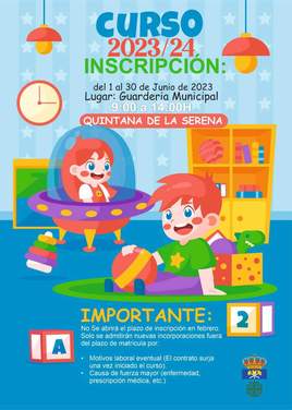 Abierto el plazo de inscripción para realizar la inscripción a la Guardería Municipal