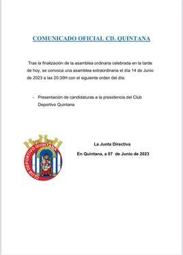 Asamblea general extraordinaria del CD Quintana