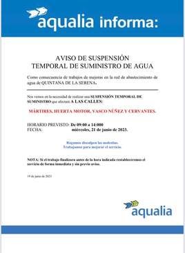 El Ayuntamiento avisa de un corte de agua