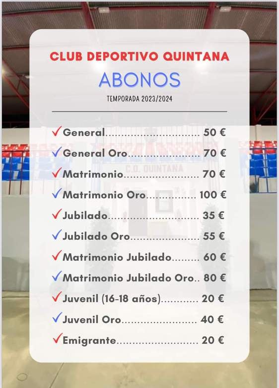 El CD Quintana pone a la venta los abonos para la próxima temporada
