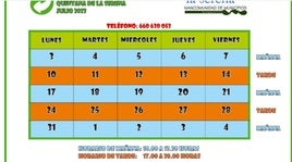 Horario del punto limpio para el mes de julio