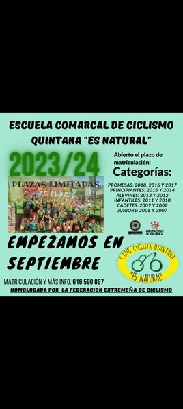 Abierto el plazo de matriculación de la Escuela de ciclismo Quintana 'Es natural'