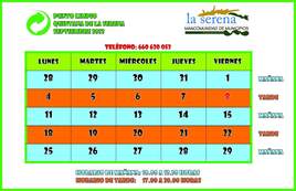 Horario del punto limpio para el mes de septiembre