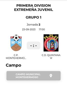 El CD Quintana juvenil se desplaza a Montehermoso para alargar su buen momento