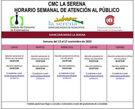 Horario semanal de Atención al público de CMC La Serena