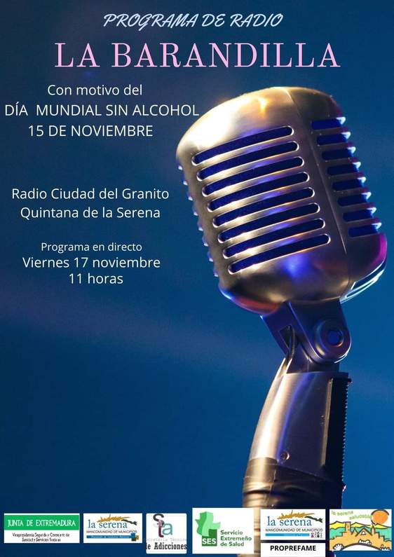 Radio Ciudad del Granito emitirá el 'Programa La Barandilla' con motivo Día Mundial sin Alcohol