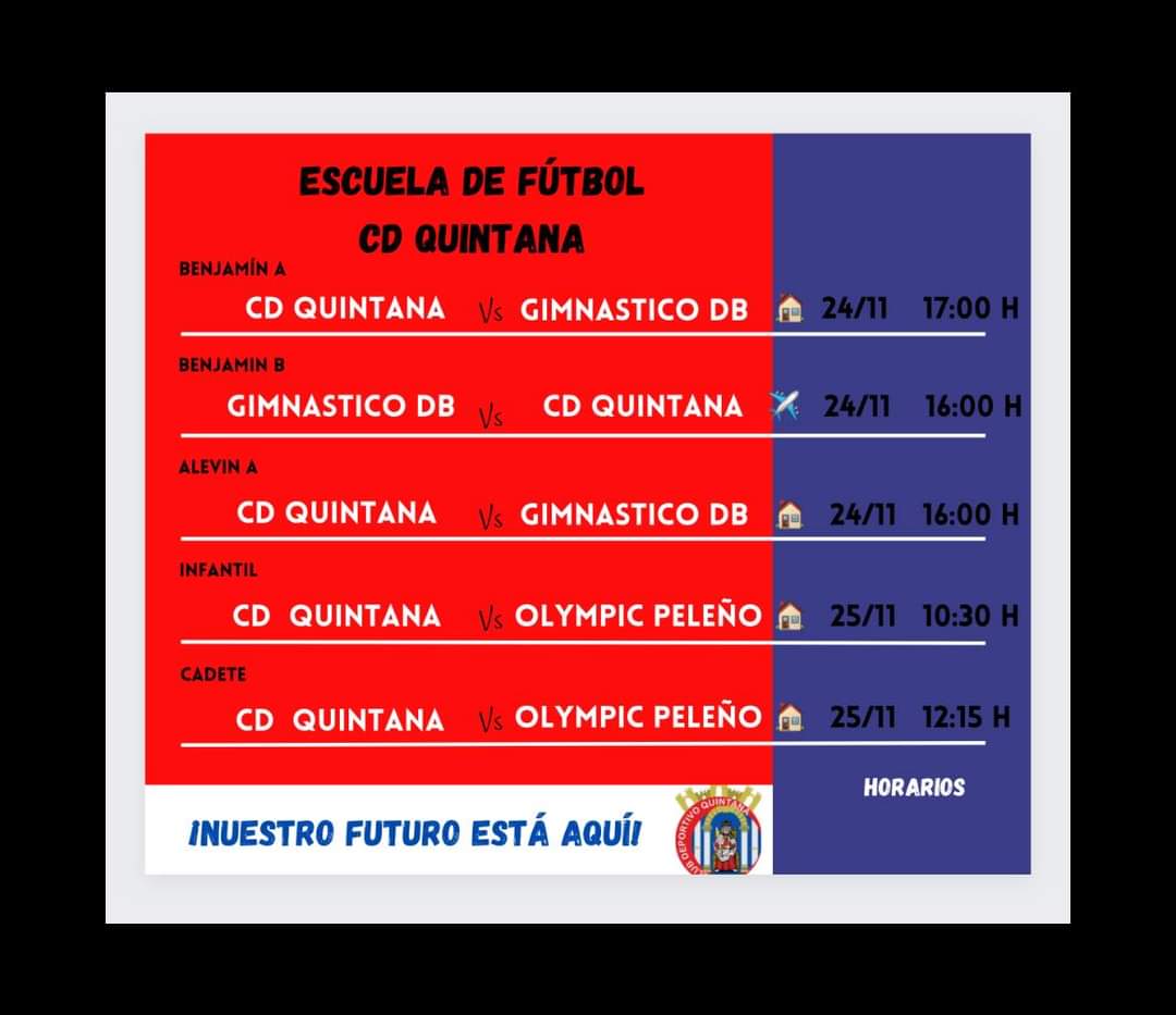 La cantera de CD Quintana jugará este fin de semana cinco partidos