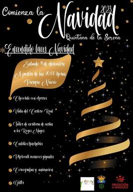 El sábado 9 de diciembre, se enciende el alumbrado en Quintana de la Serena