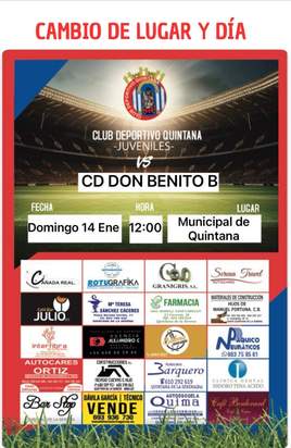 Cambio de fecha para el partido del CD Quintana Juvenil