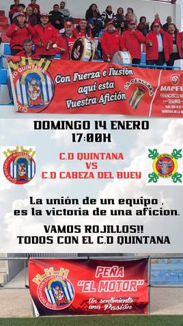 Horario confirmado del CD Quintana frente al CD Cabeza del Buey