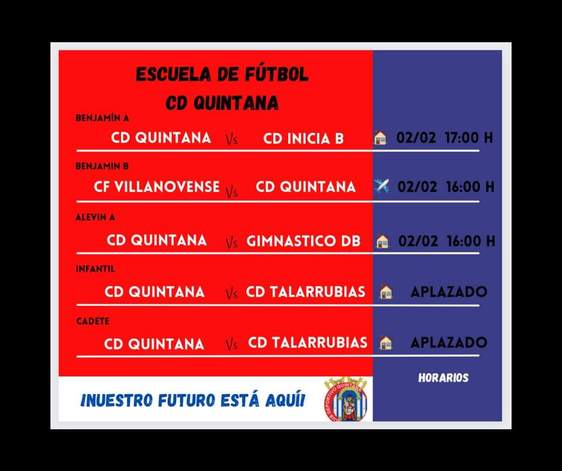 La cantera de CD Quintana jugará este fin de semana tres partidos