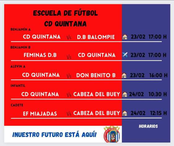 Fin de semana con cinco partidos de la escuela de fútbol rojilla