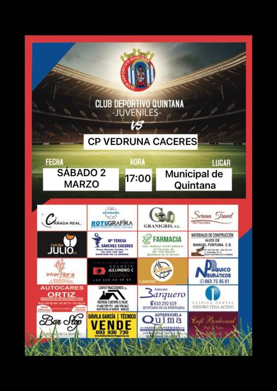 El CD Quintana Juvenil busca recuperar el liderato frente al CP Vedruna