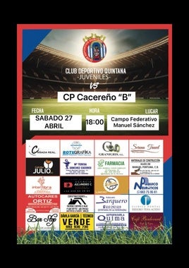 El CD Quintana Juvenil visita al CP Cacereño 'B' con el objetivo de mantener el liderato