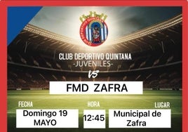 Horario confirmado para el EMF Zafra - CD Quintana Juvenil