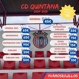 El CD Quintana pone a la venta los abonos para la próxima temporada