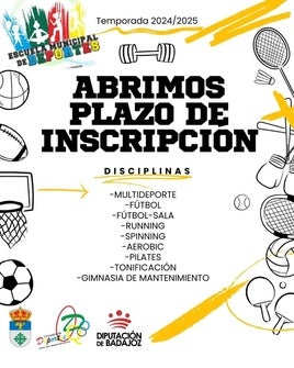Abierto el plazo de inscripción de las diferntes discipinas ofertadas por la Escuela Municipal de Deportes