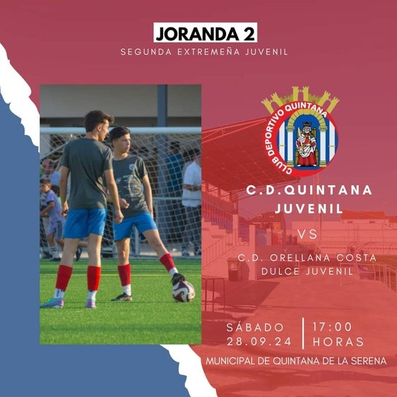 El CD Quintana Juvenil se enfrenta al CD Orellana en el Municipal de Quintana