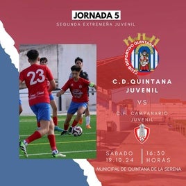 El CD Quintana Juvenil recibe al CF Campanario en el Municipal de Quintana