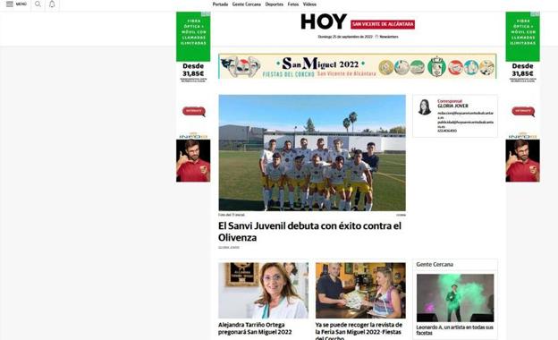 Home de la web de HOY San Vicente donde podrá consultarse toda la información sobre la Feria de San Miguel 2022. 