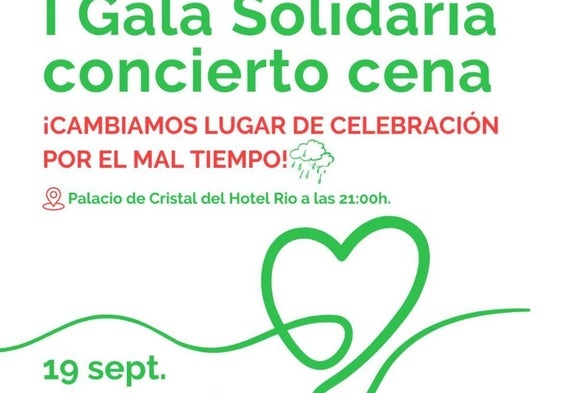 La 'I Gala Solidaria' cambia su ubicación por la previsión de lluvia