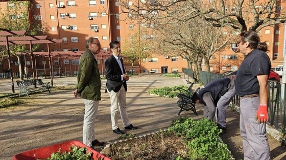 Vecinos de Aldea Moret, en Cáceres, participan en un proyecto para recuperar zonas ajardinadas